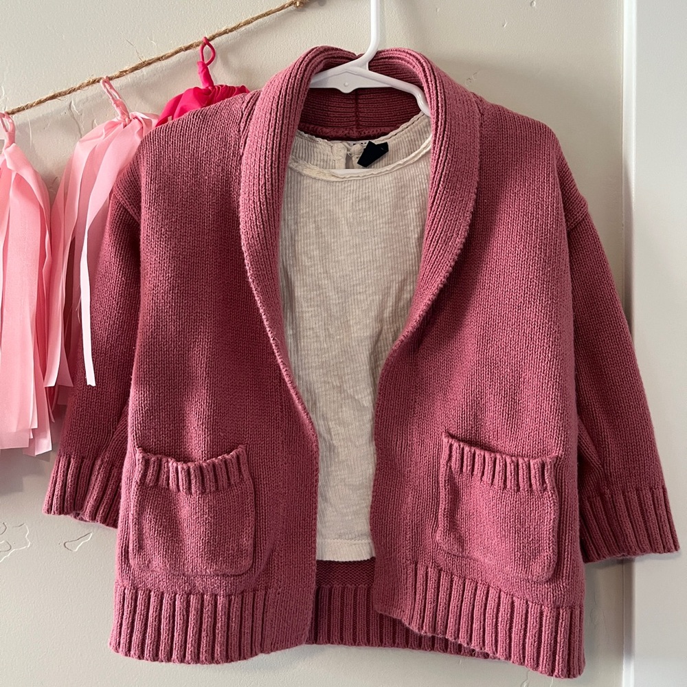 Pink Old Navy Cardigan, Cream Gap Shirt, (FREE Vince C Blue Embroidered Pants) - Picture 2 of 3
